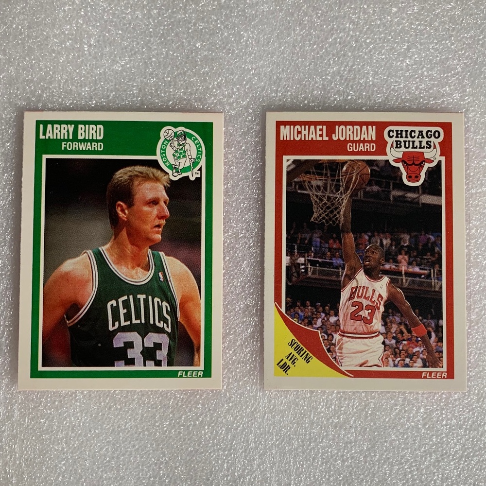 VINTAGE MICHAEL JORDAN + LARRY BIRD BASKETBALL CARDS - 1989 FLEER (AUTHENTIC) - Picture 2 of 3